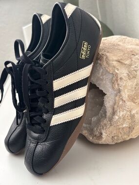 adidas Black Leather Sneakers with White Stripes - Tokyo
